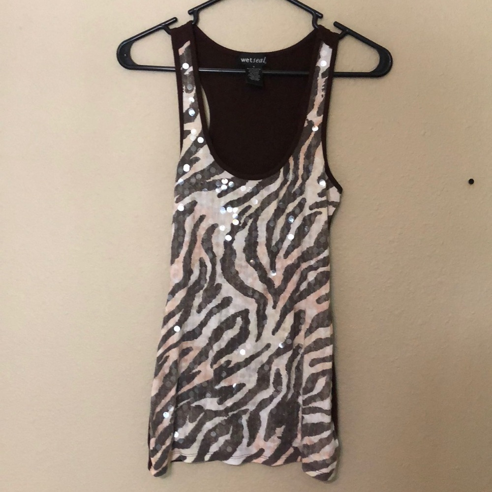 Rue 21 brown zebra print tank top